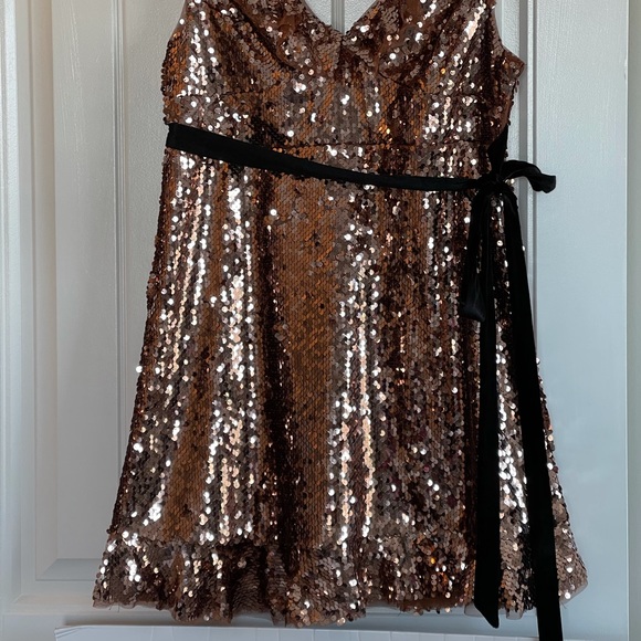 Free People Dress Rose Gold Sequin Dress Tribeca Cocktail Party Prom Dress Sz 12 - Picture 11 of 15